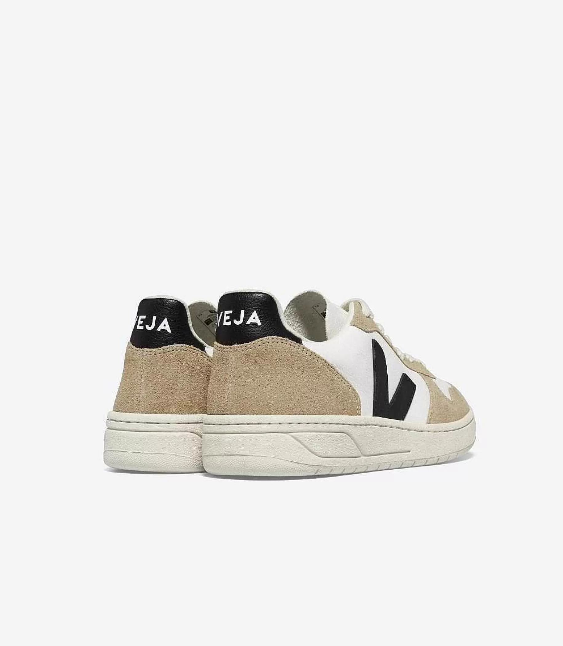 Best Sale Veja Store V-10 Chromefree Leather White Black Sahara