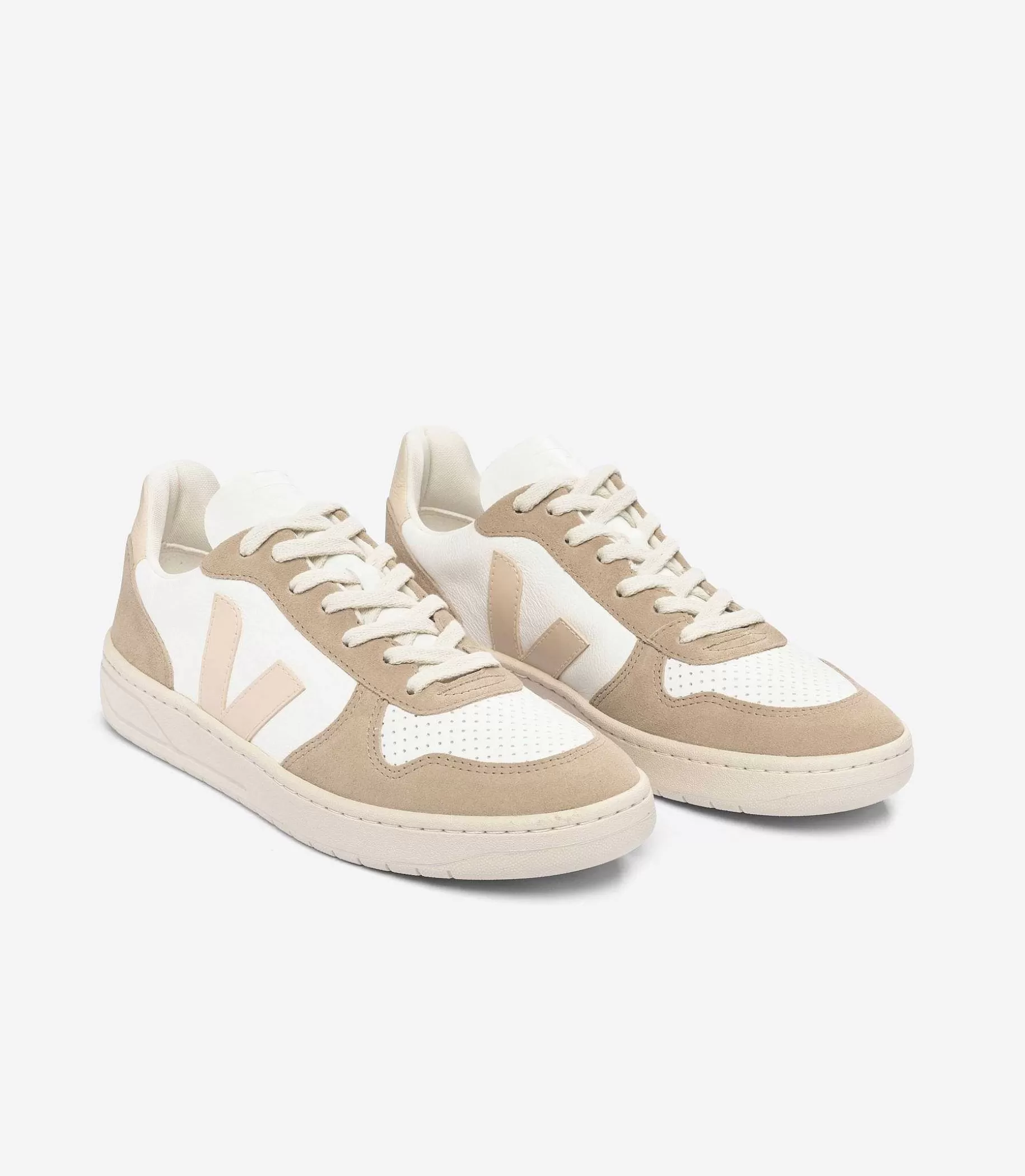 Outlet Veja Store V-10 Chromefree Leather White Sable Sahara